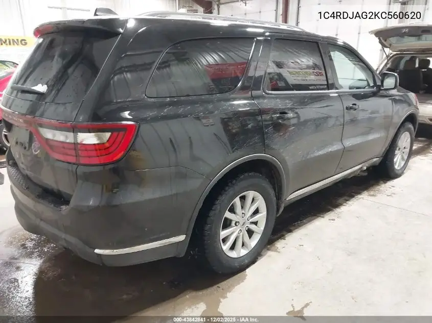 1C4RDJAG2KC560620 2019 Dodge Durango Sxt Awd