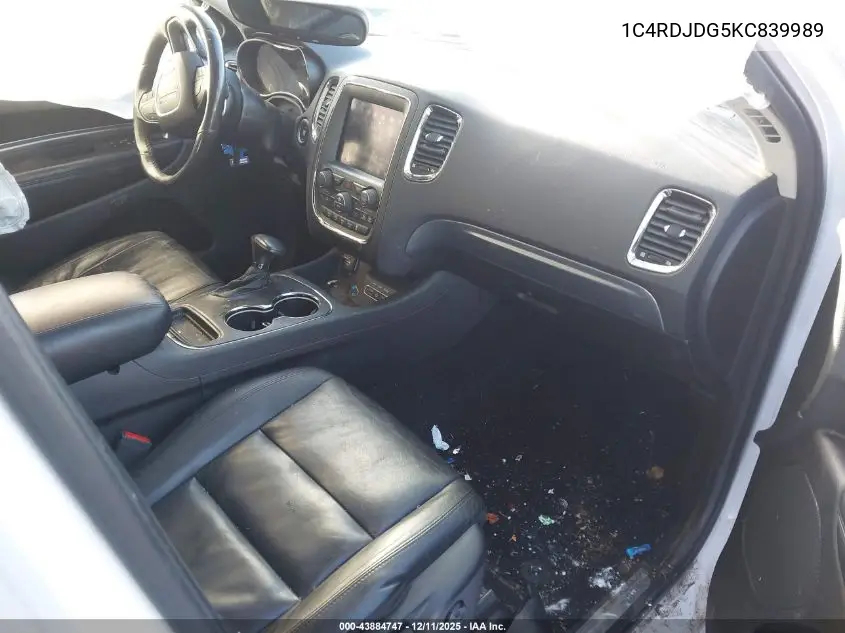 1C4RDJDG5KC839989 2019 Dodge Durango Gt Plus Awd