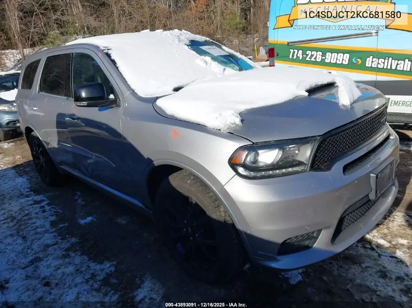 1C4SDJCT2KC681580 2019 Dodge Durango R/T