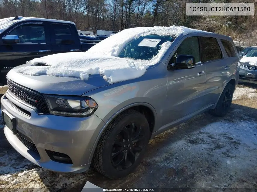 1C4SDJCT2KC681580 2019 Dodge Durango R/T