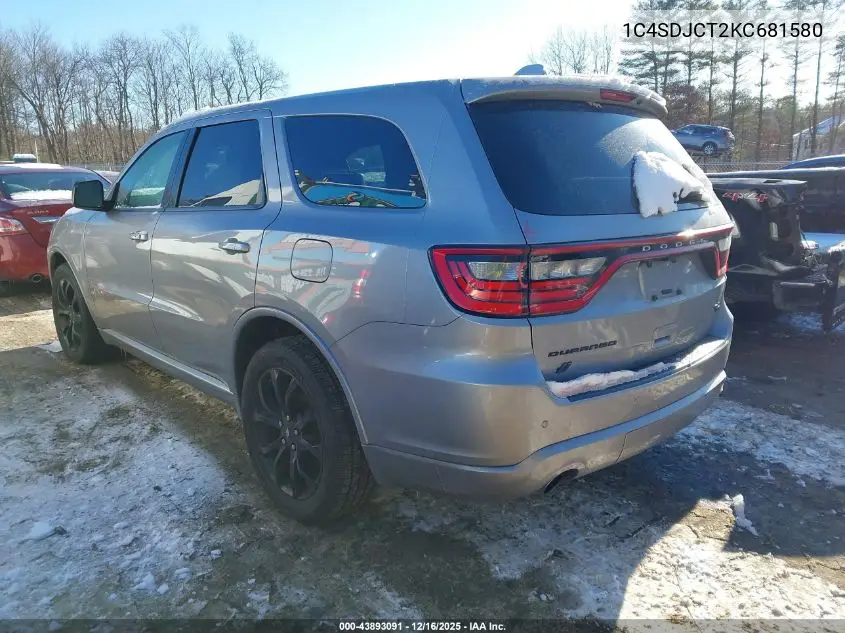 1C4SDJCT2KC681580 2019 Dodge Durango R/T