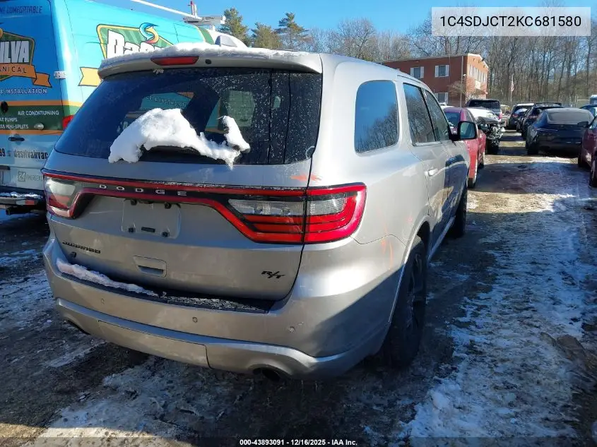 1C4SDJCT2KC681580 2019 Dodge Durango R/T