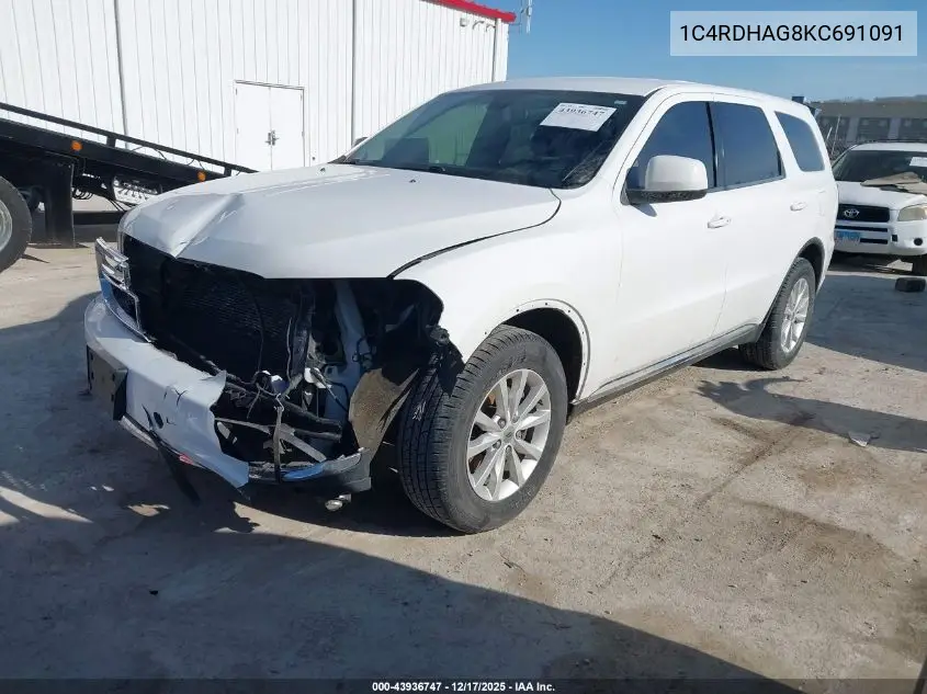 1C4RDHAG8KC691091 2019 Dodge Durango Sxt Rwd