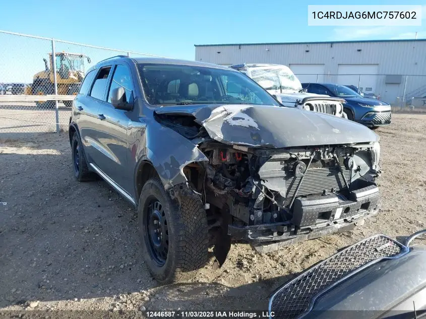 1C4RDJAG6MC757602 2021 Dodge Durango Sxt
