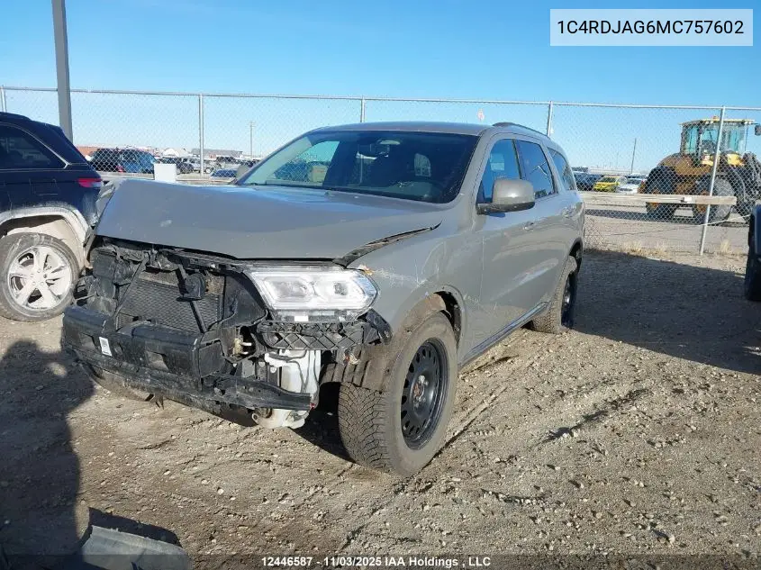 1C4RDJAG6MC757602 2021 Dodge Durango Sxt
