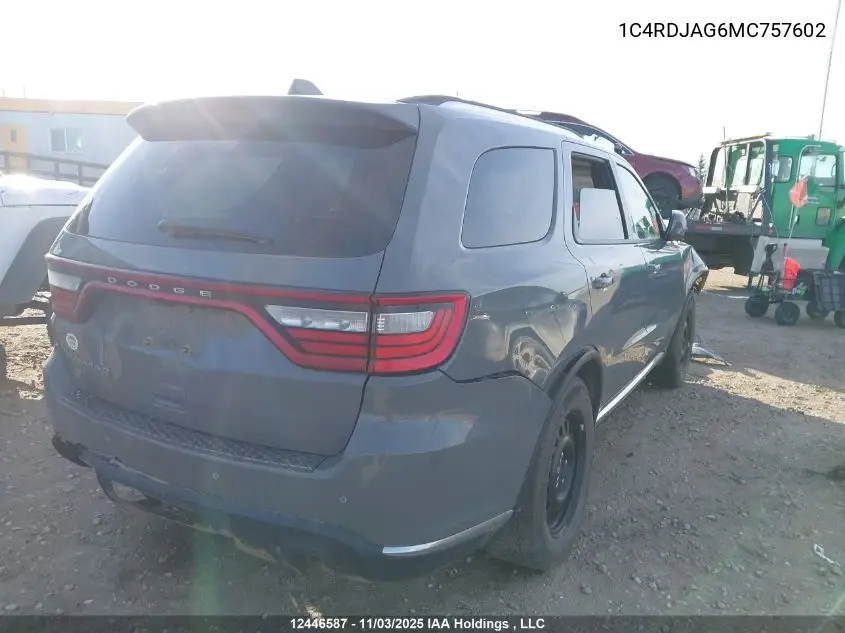 1C4RDJAG6MC757602 2021 Dodge Durango Sxt