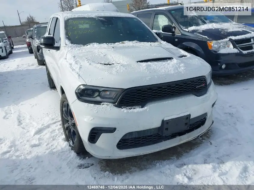 1C4RDJDG2MC851214 2021 Dodge Durango Gt