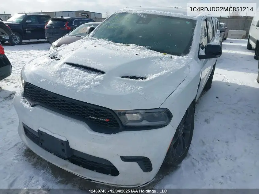 1C4RDJDG2MC851214 2021 Dodge Durango Gt