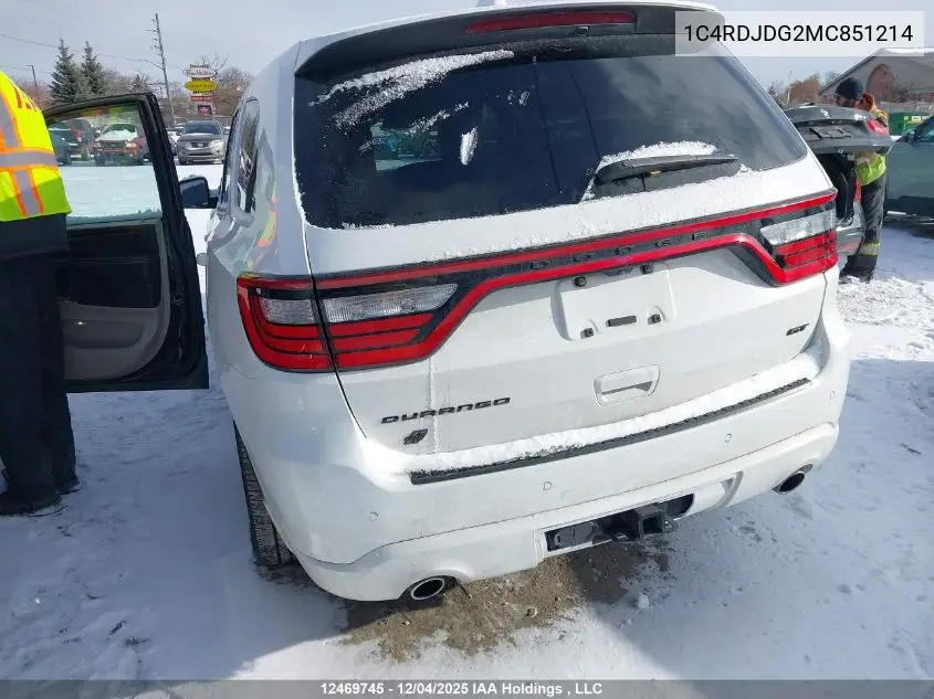 1C4RDJDG2MC851214 2021 Dodge Durango Gt