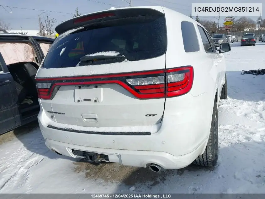 1C4RDJDG2MC851214 2021 Dodge Durango Gt