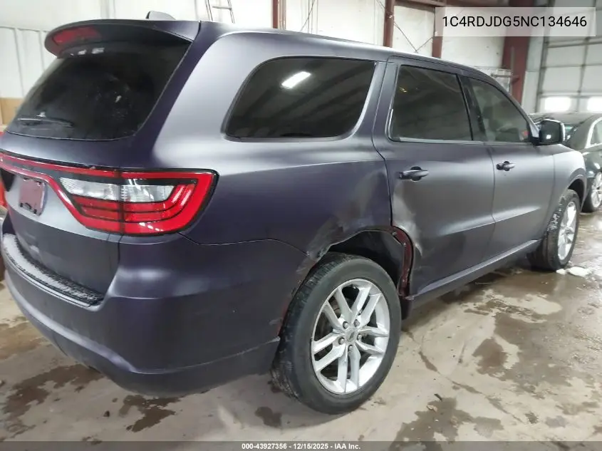 1C4RDJDG5NC134646 2022 Dodge Durango Gt Plus Awd