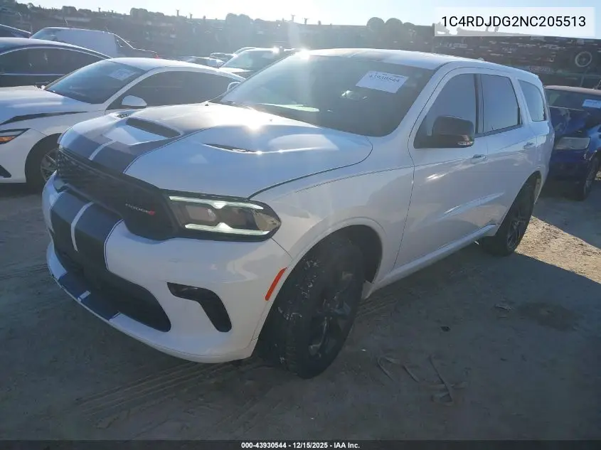 1C4RDJDG2NC205513 2022 Dodge Durango Gt Plus Awd
