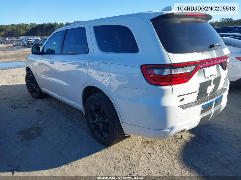 1C4RDJDG2NC205513 2022 Dodge Durango Gt Plus Awd