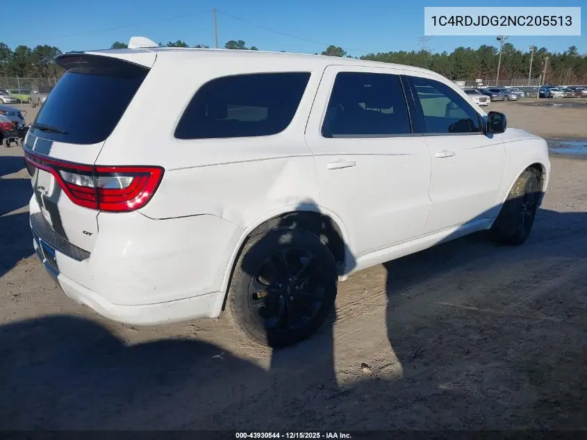 1C4RDJDG2NC205513 2022 Dodge Durango Gt Plus Awd