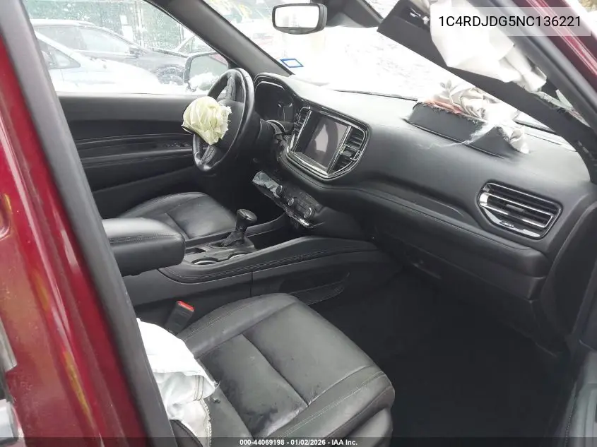 1C4RDJDG5NC136221 2022 Dodge Durango Gt Plus Awd