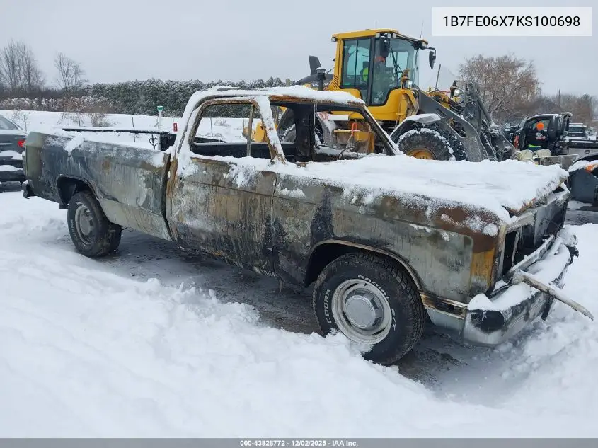 1B7FE06X7KS100698 1989 Dodge D-Series D100