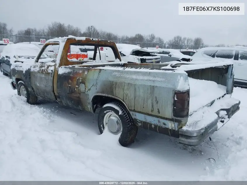 1B7FE06X7KS100698 1989 Dodge D-Series D100