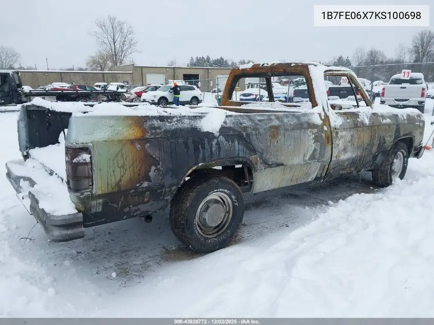 1B7FE06X7KS100698 1989 Dodge D-Series D100