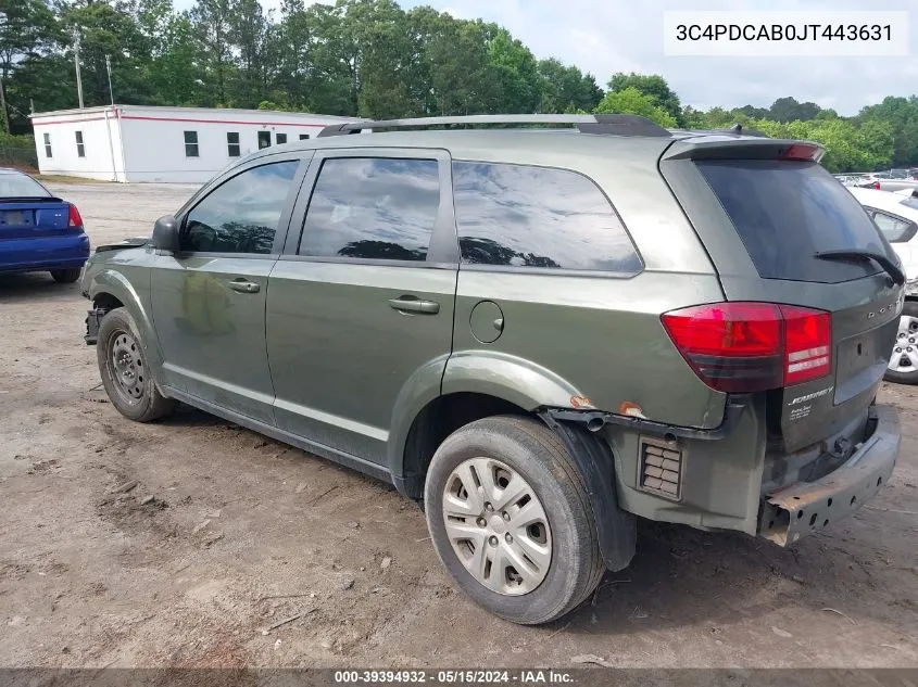 3C4PDCAB0JT443631 2018 Dodge Journey Se