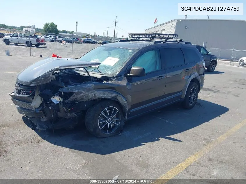 3C4PDCAB2JT274759 2018 Dodge Journey Se