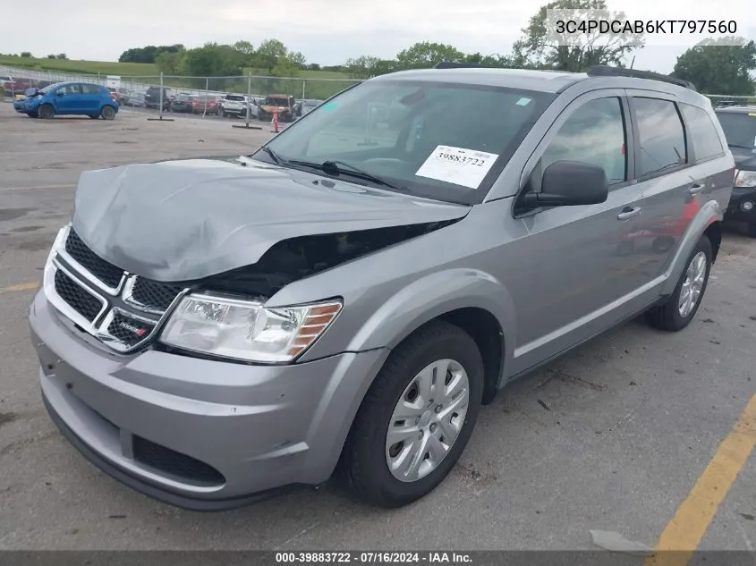 3C4PDCAB6KT797560 2019 Dodge Journey Se Value Package