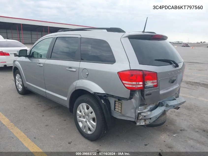 3C4PDCAB6KT797560 2019 Dodge Journey Se Value Package