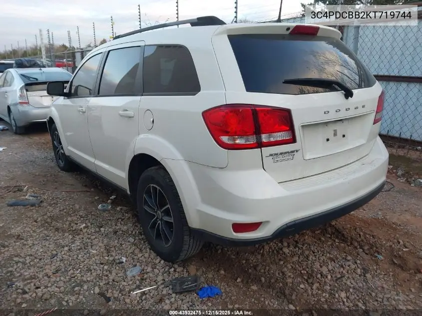 3C4PDCBB2KT719744 2019 Dodge Journey Se
