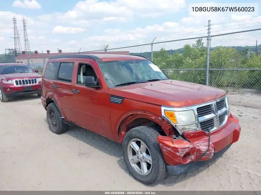 2007 Dodge Nitro Slt/Rt VIN: 1D8GU58K67W560023 Lot: 45309268