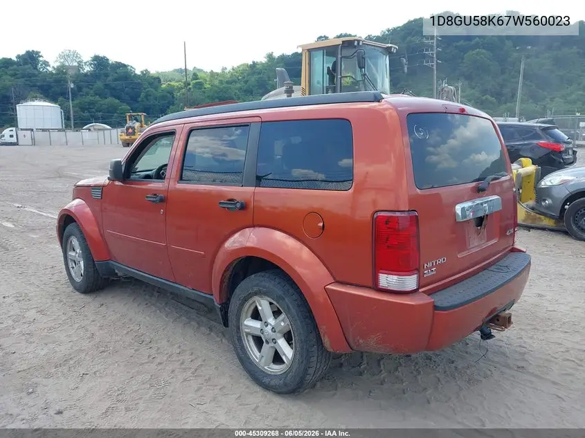 2007 Dodge Nitro Slt/Rt VIN: 1D8GU58K67W560023 Lot: 45309268