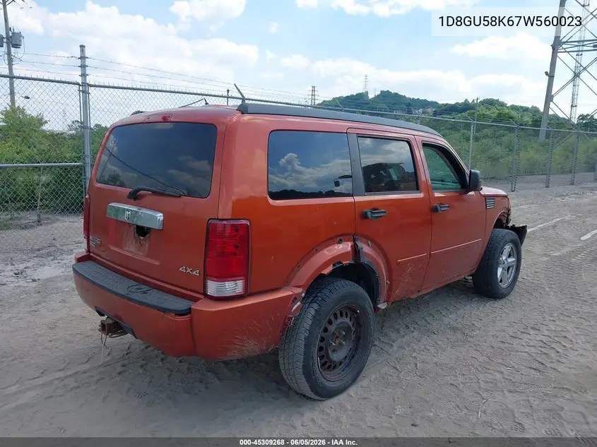 2007 Dodge Nitro Slt/Rt VIN: 1D8GU58K67W560023 Lot: 45309268