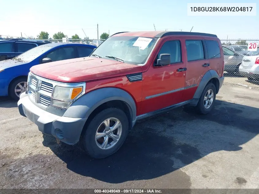 1D8GU28K68W204817 2008 Dodge Nitro Sxt