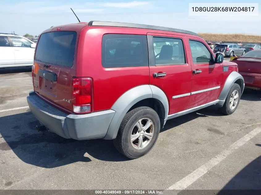 1D8GU28K68W204817 2008 Dodge Nitro Sxt