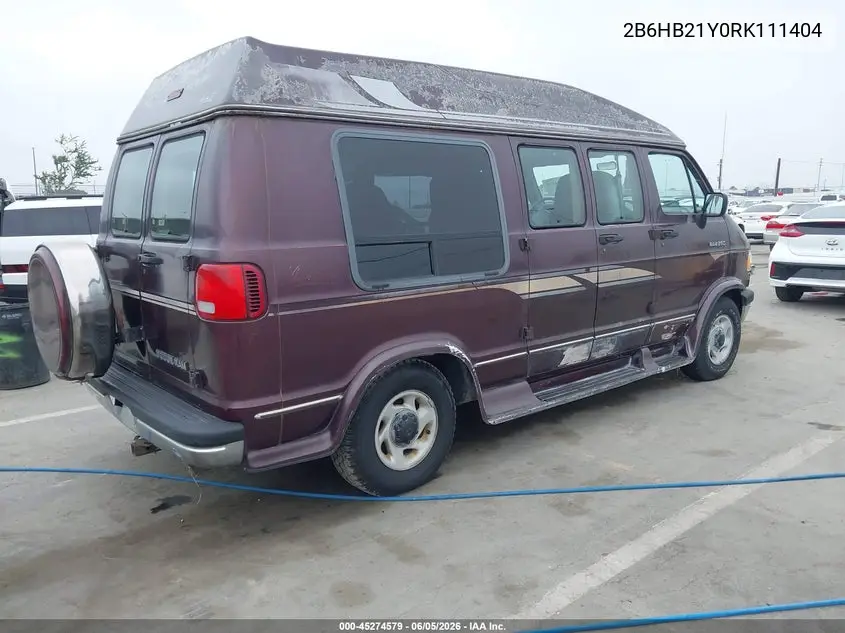 1994 Dodge Ram Van B250 VIN: 2B6HB21Y0RK111404 Lot: 45274579