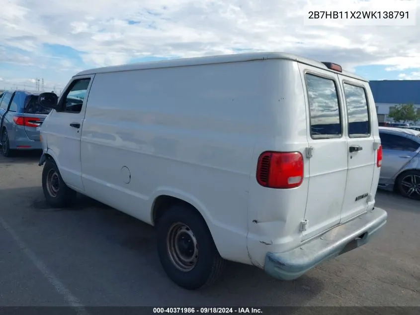 2B7HB11X2WK138791 1998 Dodge Ram Van 1500 Commercial/Conversion