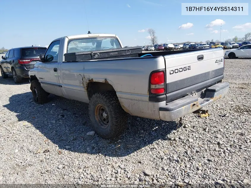 1B7HF16Y4YS514311 2000 Dodge Ram 1500 St