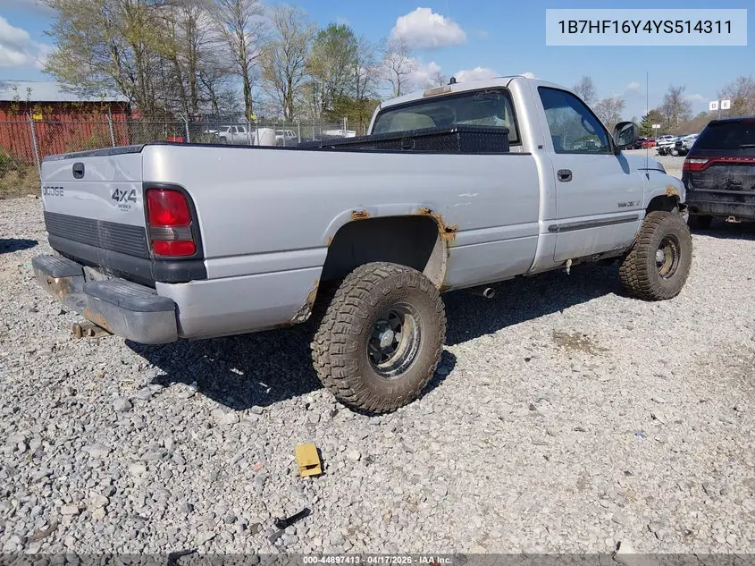 1B7HF16Y4YS514311 2000 Dodge Ram 1500 St
