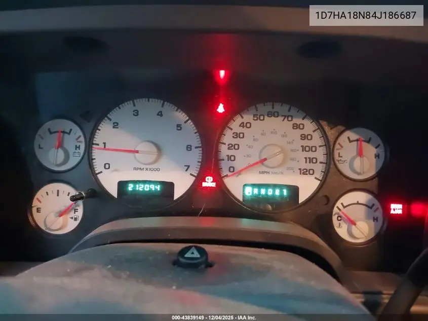 1D7HA18N84J186687 2004 Dodge Ram 1500 Slt/Laramie