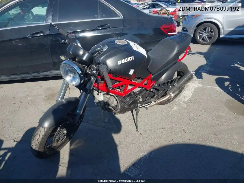 2007 Ducati Monster 695 VIN: ZDM1RADM07B099192 Lot: 43870043