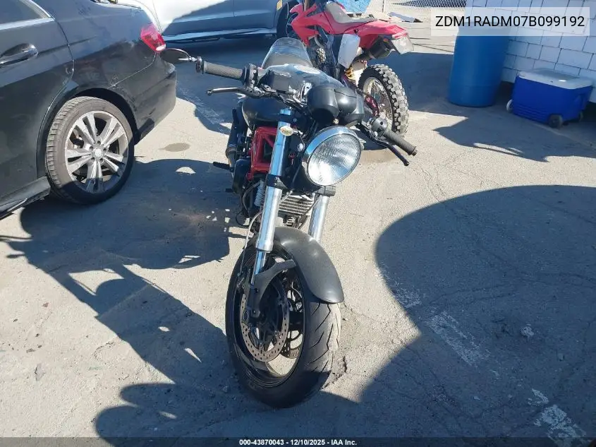2007 Ducati Monster 695 VIN: ZDM1RADM07B099192 Lot: 43870043