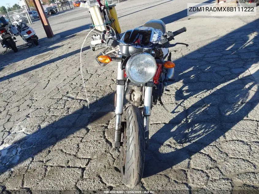 2008 Ducati Monster 695 VIN: ZDM1RADMX8B111222 Lot: 43816280
