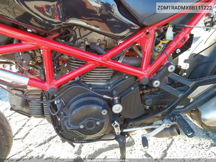 2008 Ducati Monster 695 VIN: ZDM1RADMX8B111222 Lot: 43816280