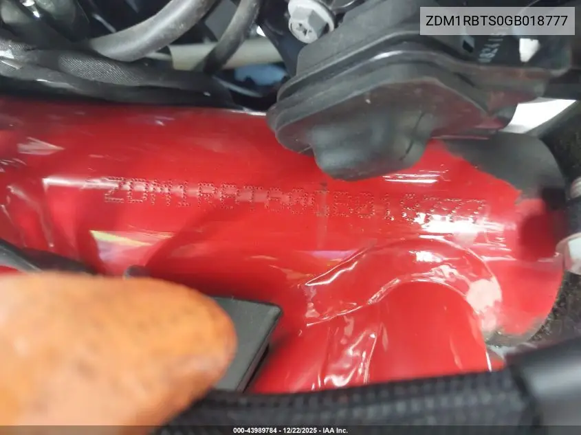 2016 Ducati Monster 821 VIN: ZDM1RBTS0GB018777 Lot: 43989784