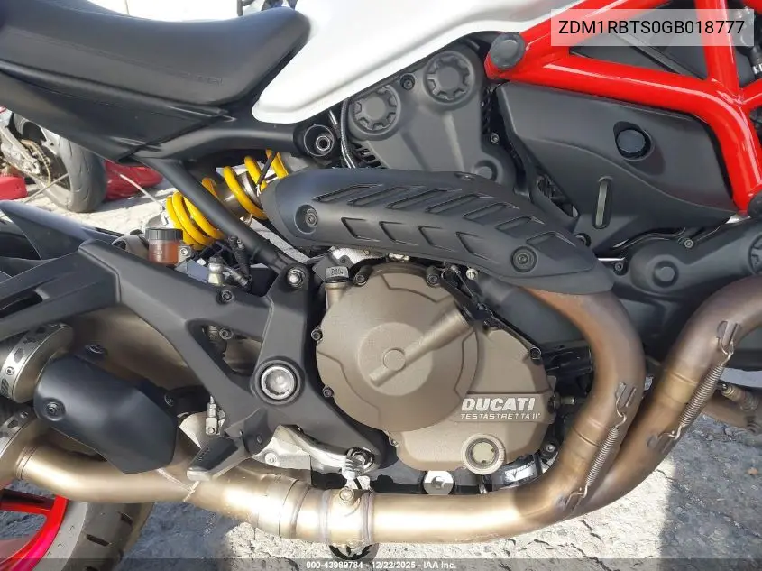 2016 Ducati Monster 821 VIN: ZDM1RBTS0GB018777 Lot: 43989784