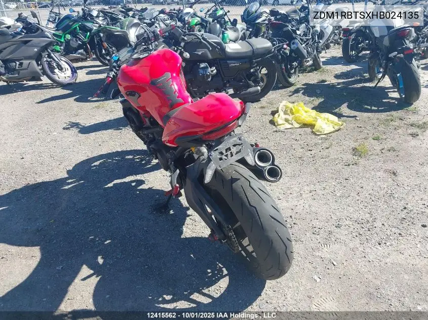 ZDM1RBTSXHB024135 2017 Ducati Monster 821