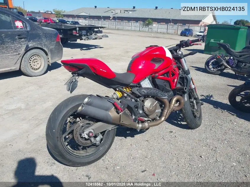 ZDM1RBTSXHB024135 2017 Ducati Monster 821
