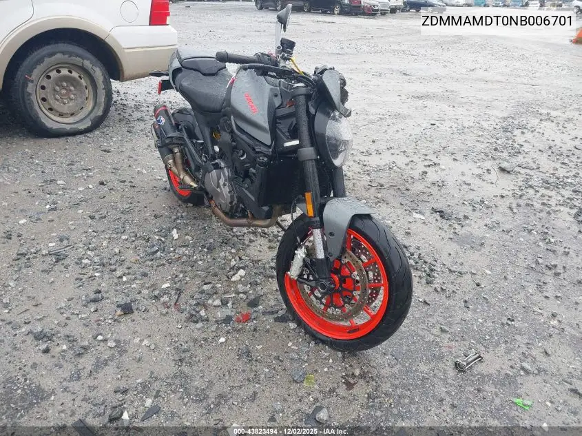 2022 Ducati Monster VIN: ZDMMAMDT0NB006701 Lot: 43823494