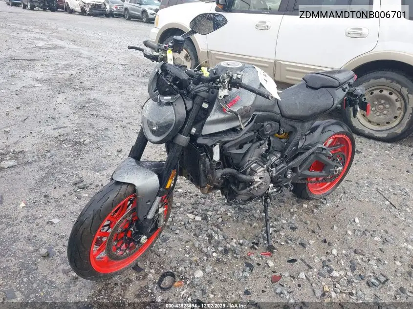 2022 Ducati Monster VIN: ZDMMAMDT0NB006701 Lot: 43823494