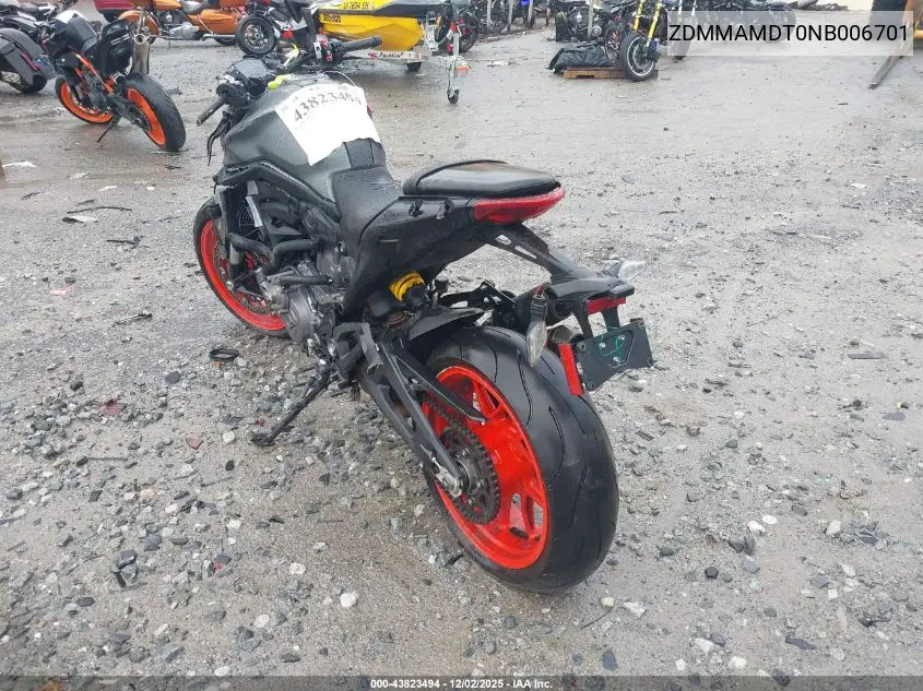 2022 Ducati Monster VIN: ZDMMAMDT0NB006701 Lot: 43823494