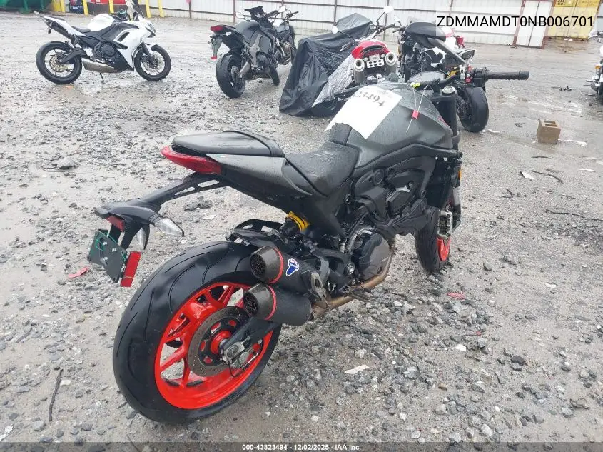 2022 Ducati Monster VIN: ZDMMAMDT0NB006701 Lot: 43823494