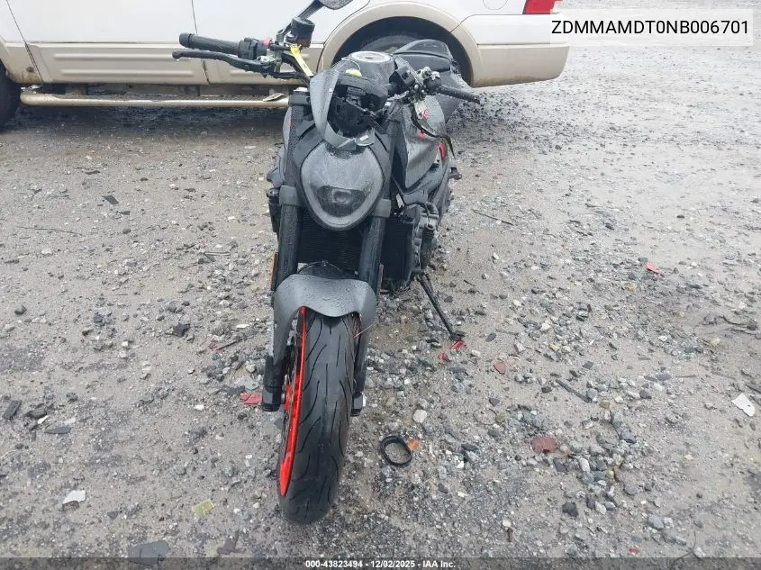 2022 Ducati Monster VIN: ZDMMAMDT0NB006701 Lot: 43823494